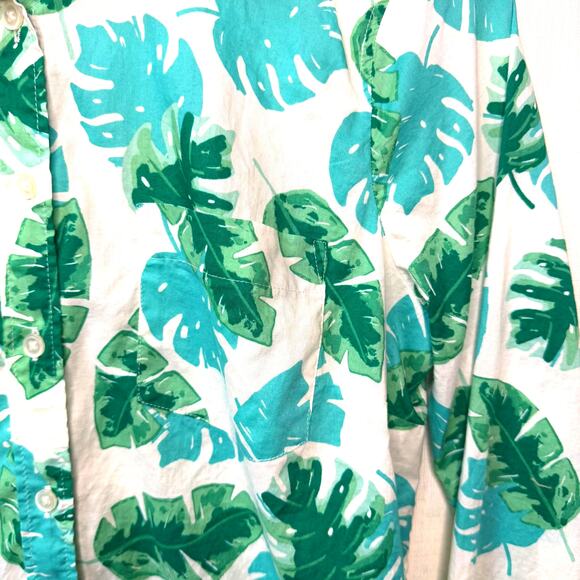 J. CREW 100% Cotton Button Down Shirt Sz M Tropical Print Palm Leaf Beach Resort - Picture 4 of 11